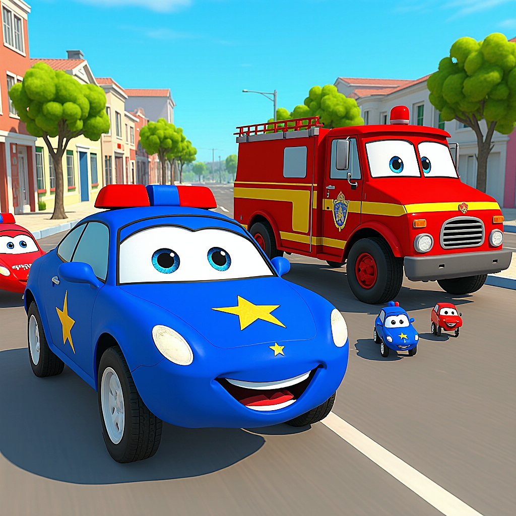 Aventuras na Cidade dos Carros Heróis: Policiais e Bombeiros Protegem sua Família!
